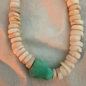 Elegant Turquoise and Cream Beaded Necklace